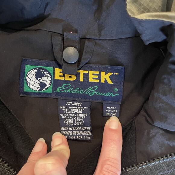 Eddie Bauer EBTek Goretex Jacket Coat Mens M Green Weatherproof Hood Ripstop - Picture 5 of 14